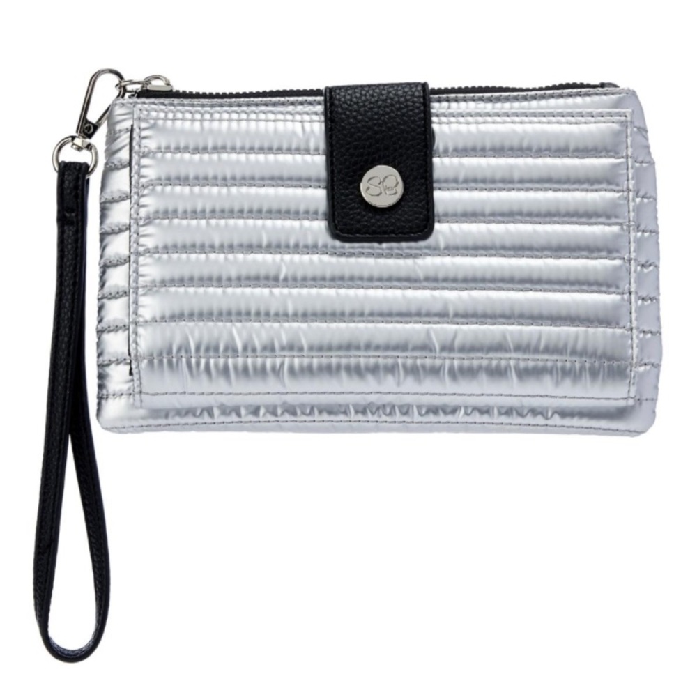 Black and Silver Quilted Wristlet Wallet